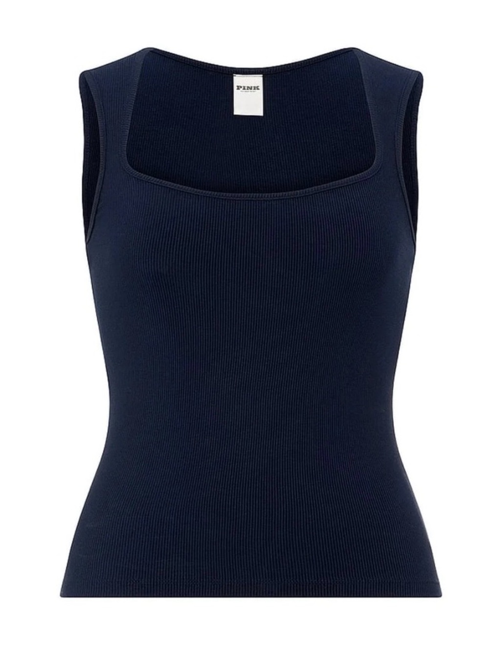 NWT Victoria’s Secret PINK All-Day Soft Rib Square-Neck Tank Top in Noir Navy